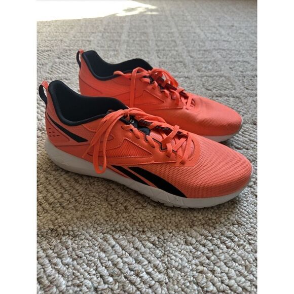 Reebok Mens Neon Ornage  Lace Up Sneakers Shoes Sz‎ 12 EUC - Picture 1 of 6